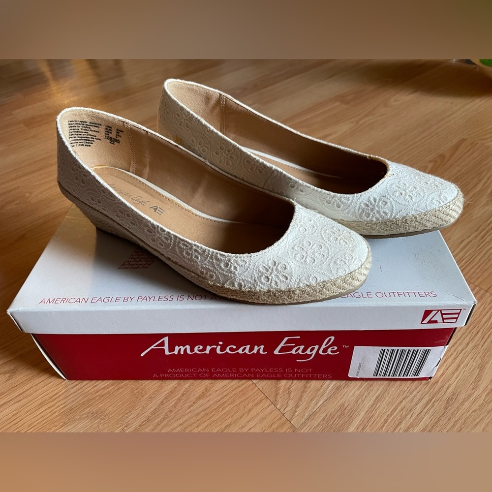 American Eagle - Women's Cream Twine Wedges
